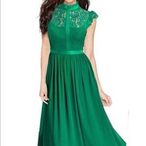 Full length emerald green gown